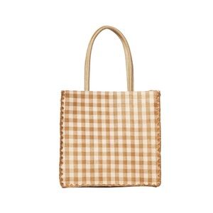L*Space Gingham Tan Tote Bag